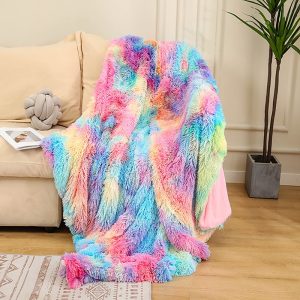 Colour Super Soft Long Faux Fur Coral Fleece Bed Sofa Blankets Gift