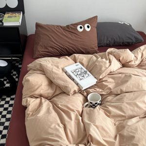 White Eyeglasses Embroidered Bedding Set Quilt Cover Sheet